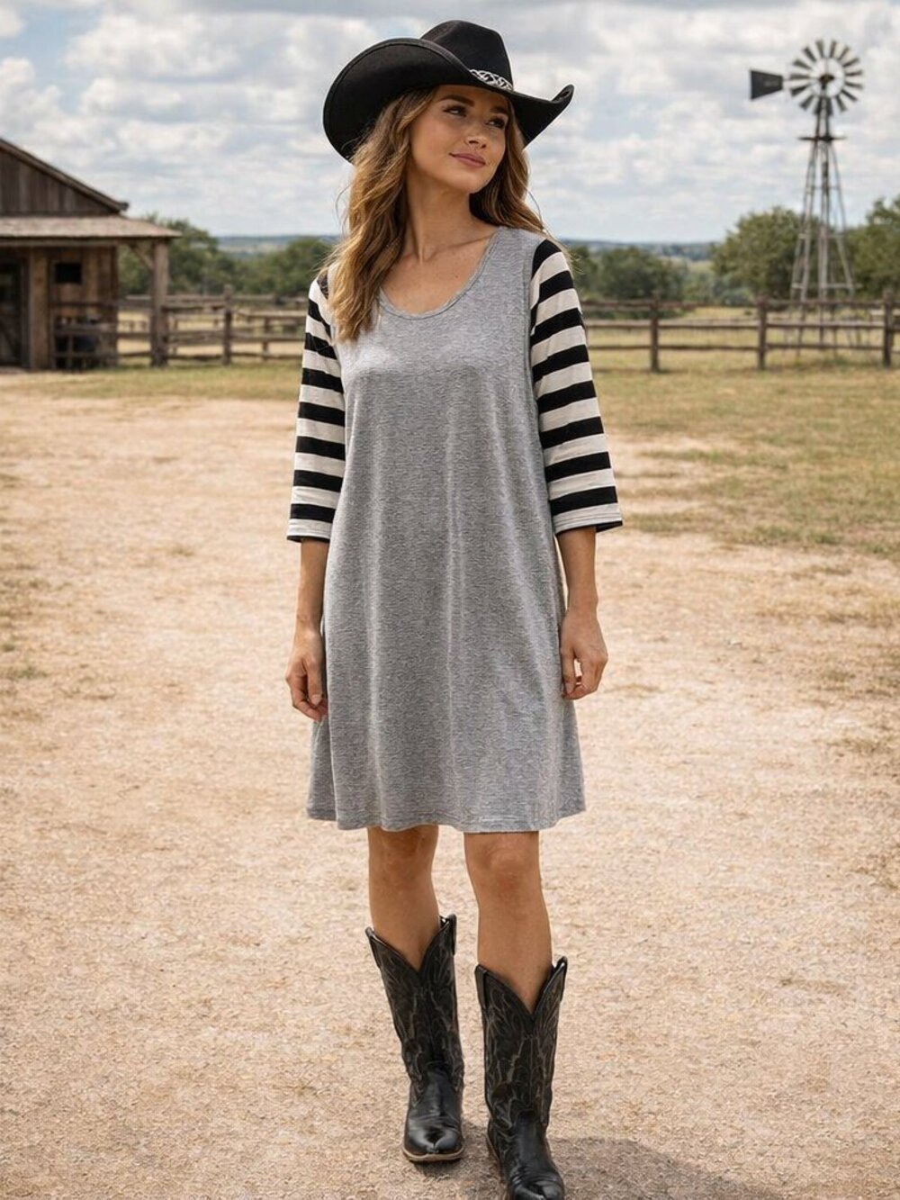 Miss 2 Day Striped Sleeve T-Shirt Dress various S,M,L